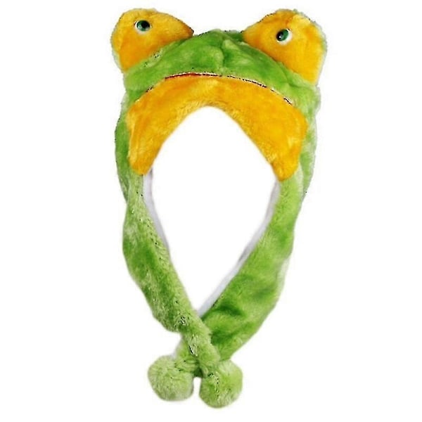Vuxen Barn Vinter Söt Plysch Djurkaraktär Mössa med Pom Pom Ändar Långa Band Rolig Gosedjur Öronlapp Hatt Cosplay-xindaren Frog