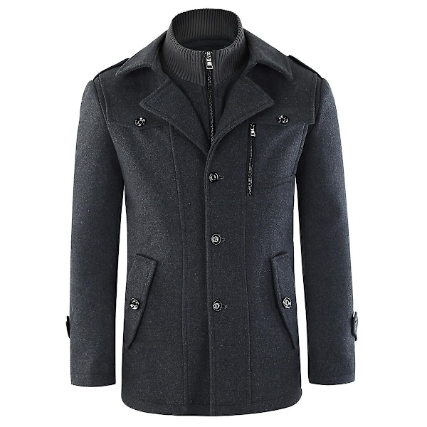 Herrar Dubbel Krage Fick Peacoat-Xin Grey XL