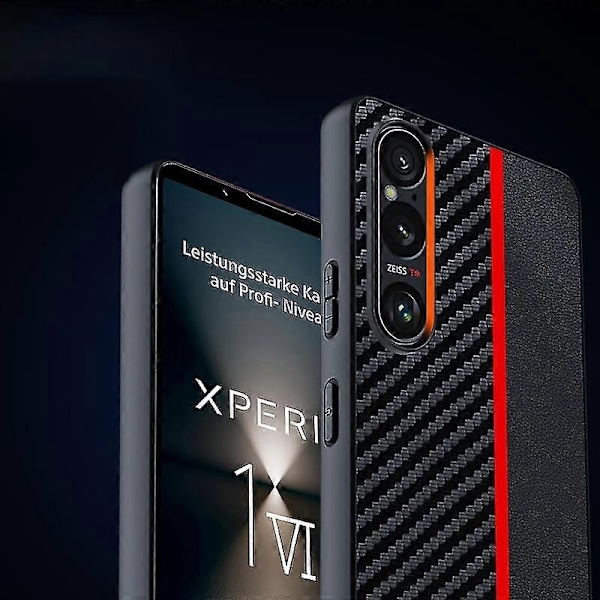 Kompatibel med Sony Xperia 1 VI Kulfiber Cover: Stødsikkert TPU+PC Cover med Hævede Kanter & Anti-Fingeraftryk-xindaren Black Yellow