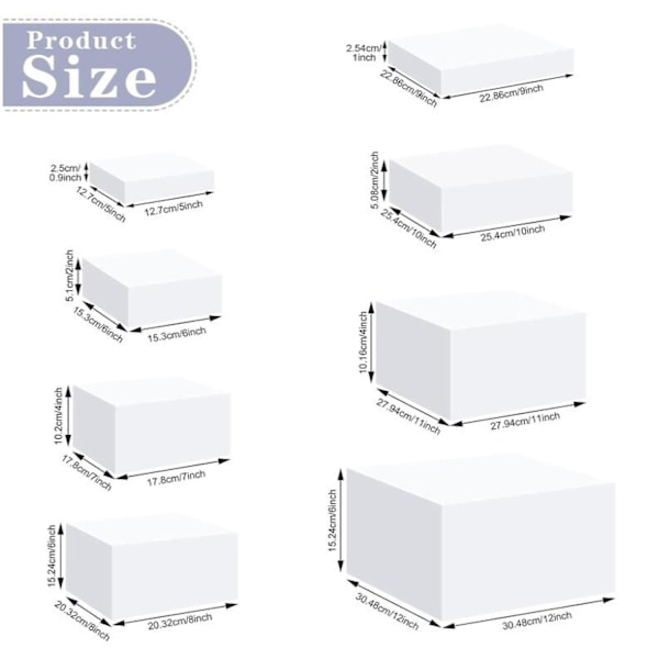 8x Akryl Cube Display Box Riser Nesting Riser Stands til Mad Kage Dessert Hvid-xindaren White