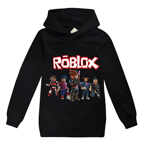 Roblox Spil Trykte Hoodies Drenge Piger Sweatshirt Børn Langærmet Hættetrøje Casual Tops-Xin Black 13-14 Years