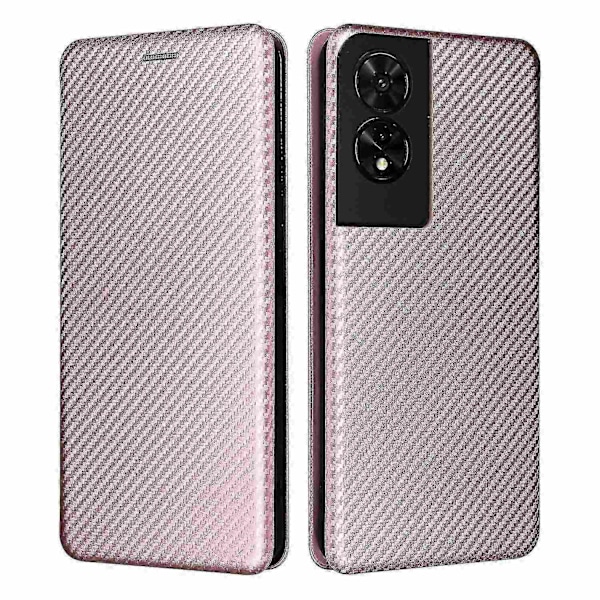 Kompatibel med TCL 505 Telefondeksel Karbonfibertekstur Lær Magnetisk Lukking Shell-xindaren Rose Gold