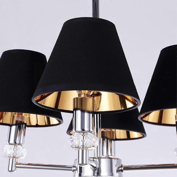 (6-pack) Liten svart och guld lampskärm med E14-sockel för bordslampa och golvlampa - Xin