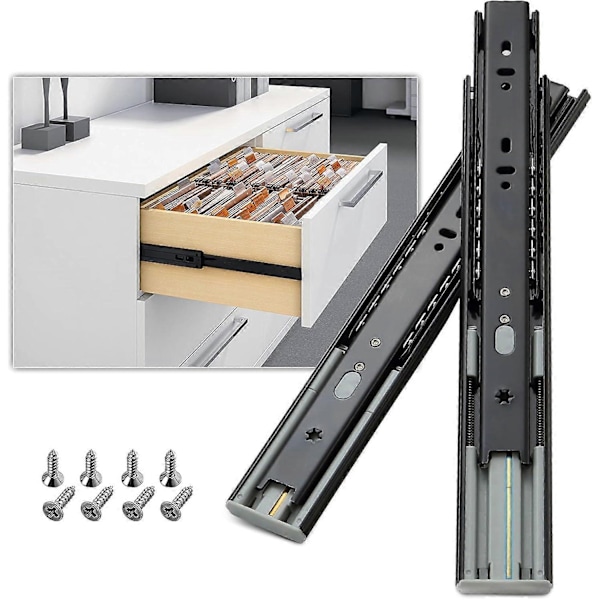 Kulelager Skuffeskinner, Soft Close 450mm, 45kg Belastningskapasitet, 2 Par (4 stk) - Xin