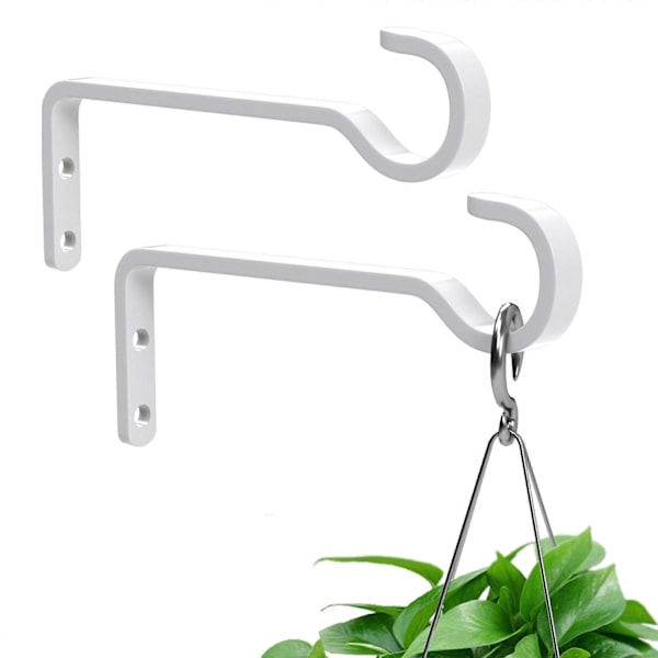 2-pack Kraftiga Utomhus Växtupphängare för Hängande Korgar, Växtkrokar i Järn, Metall Väggkrokar för Växter, Fågelmatare, Vit-Xin