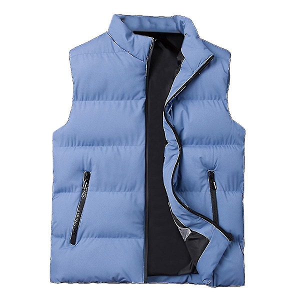 Mænds Letvægts Foldbar Dun Veste Uden Ærmer Quiltet Slank Puffer Vest-Xin Blue XS