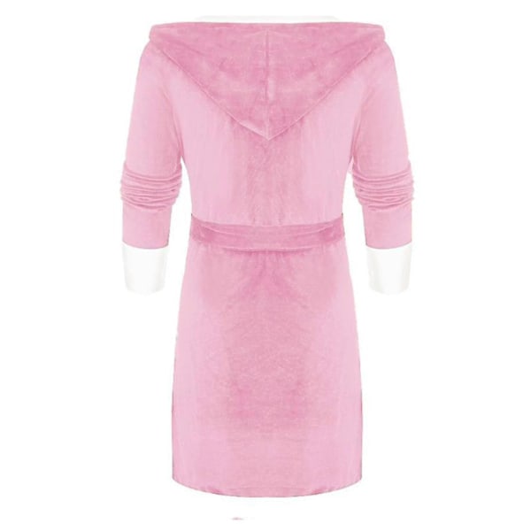 Dame Sherpa Fleece Badekåbe Blød Morgenkåbe Med Hætte Fluffy Håndklæde Badekåbe Høj Kvalitet-Xin Pink 4XL