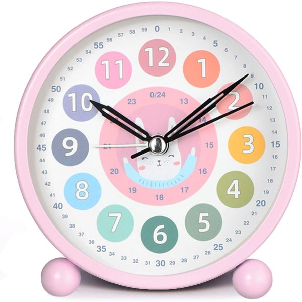 Barn lärande väckarklocka för pojkar/tjejer Tyst små söta bordsklockor Batteridrivna 4-tums analog väckarklocka för sovrum (Grönbjörn)-Xin