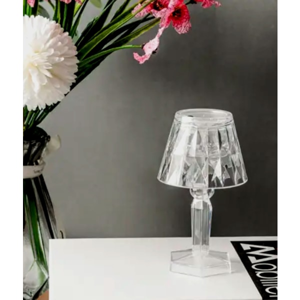 Bordskristalllampa LED-lampa Ljus Varm Vit bärbar Sladdlös 12 cm-Xin