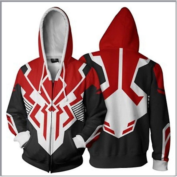 Power Rangers Sweatshirt med lynlås 3D-trykt hættetrøje Cosplay Kostume Unisex-Xin Black red 3XL