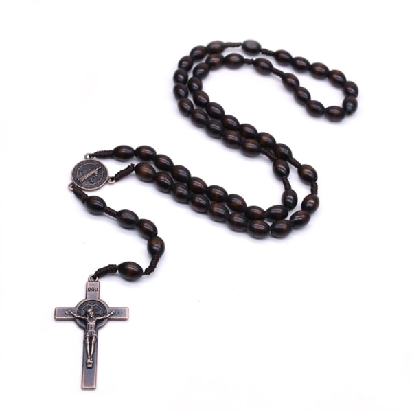 Jesus Cross Necklace Vintage Cross Pendant Catholic Necklace Gifts Girls Jewelry 2023 Trend Cloisonne Copper Bead Gift-Xin