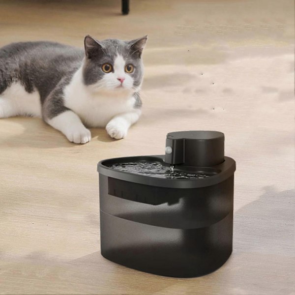 Kattvattenfontän intelligent induktion automatisk cirkulation kranvatten stor kapacitet husdjursvattenfontän lämplig för husdjur hundar och katter Heixin