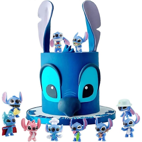 10 stk. Lilo og Stitch kaketopper, barnebursdagskakedekorasjon, Lilo og Stitch temafestutstyr - Xin