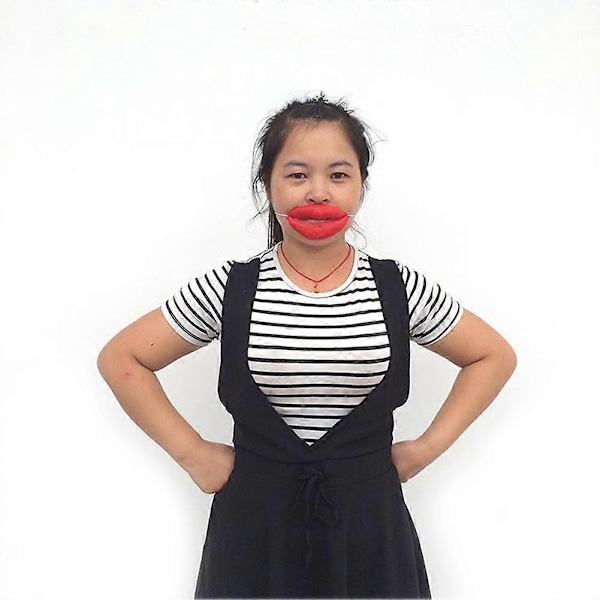 Prop skämt korv röda läppar tjocka stora mun Halloween rolig skräck latex mask - Xin