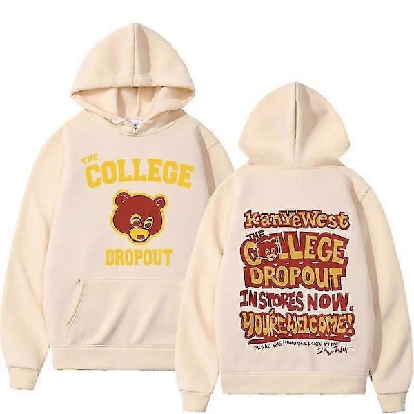 Kanye West College Dropout Hoodie Musik Hoodie Tröja Topp Män Kvinnor -NMAOV-Xin Khaki S