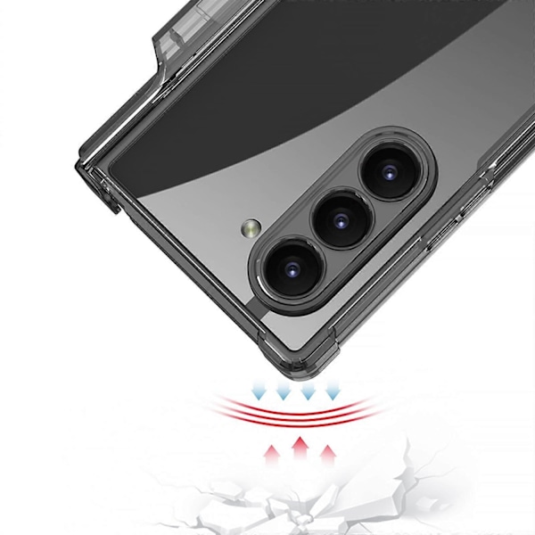 Z Fold 6 Genomskinligt Skal med Ställ & Pennhållare, Z Fold 6 Skal i Ett Stycke med Gångjärnsskydd, Inbyggt Skärmskydd, Slim PC Galaxy-Xin transparent black