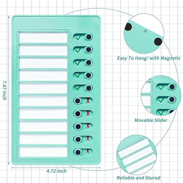 Lasten Kotitehtävätaulu - Minun Kotitehtävärutiini - Tyhjä Muovinen Tarkastustaulu 2 Irrotettavalla Korttipaperilla ja 4 Magneetti-Xin Green Simplicity