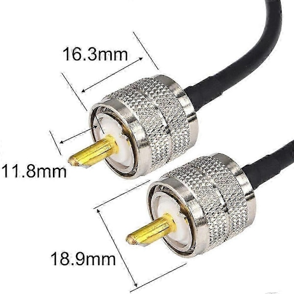 Paket CB Radioantennkabel 50cm PL259 UHF Hane till Hane RG58 Koaxial Patchkabel för Amatörradio CB Marin-Xin