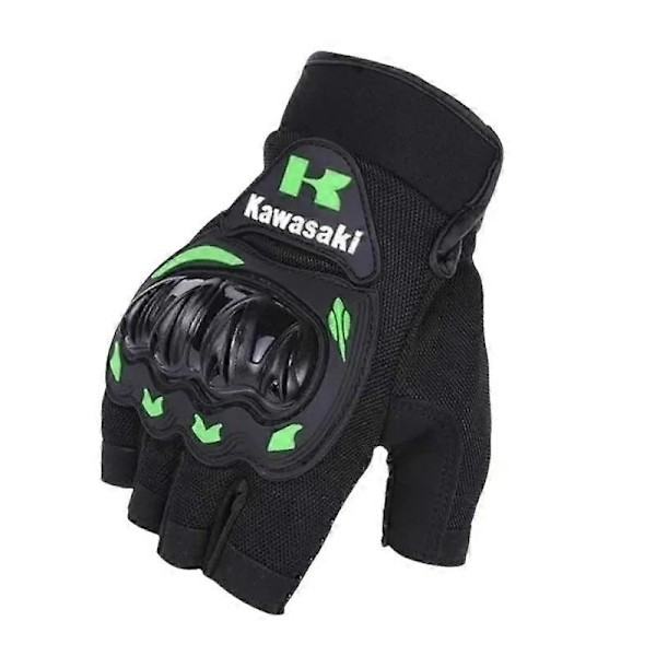 Uudet hengittävät Kawasaki-puolisormihanskat miehille ja naisille kesän ulkoilupyöräilyyn, Kawasaki-moottoripyörähanskat - Xin green XXL