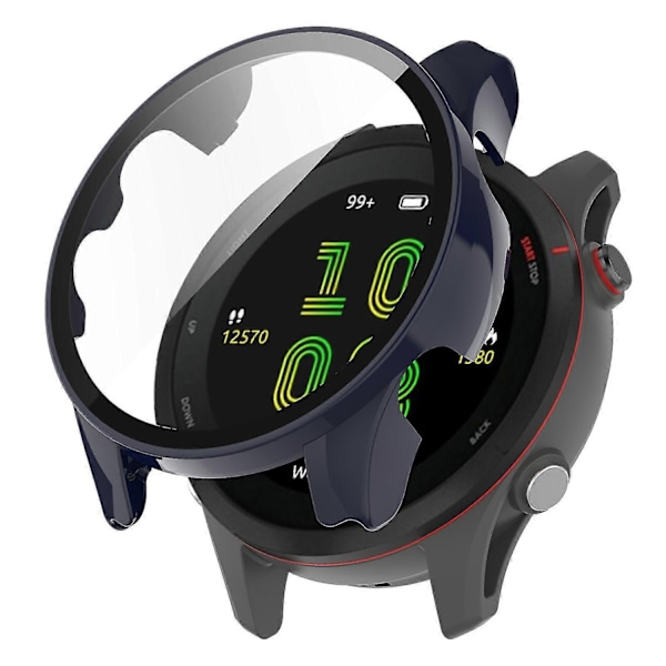 Kompatibel med Garmin Forerunner 255 Anti-repa Anti-fall Hårt PC Klockfodral Skyddskåpa med Härdat Glas Skärm -xindaren Midnight Blue