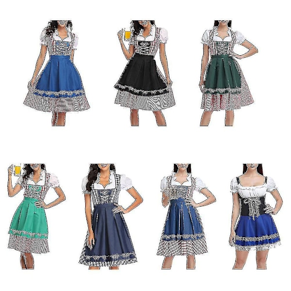 Naisten Oktoberfest-asu Aikuisille Dirndl Saksalaisen Perinteinen Baijerilainen Olutkarnevaali Fraulein Cosplay Puku Palvelijan Mekko Asun-Xin Red XL