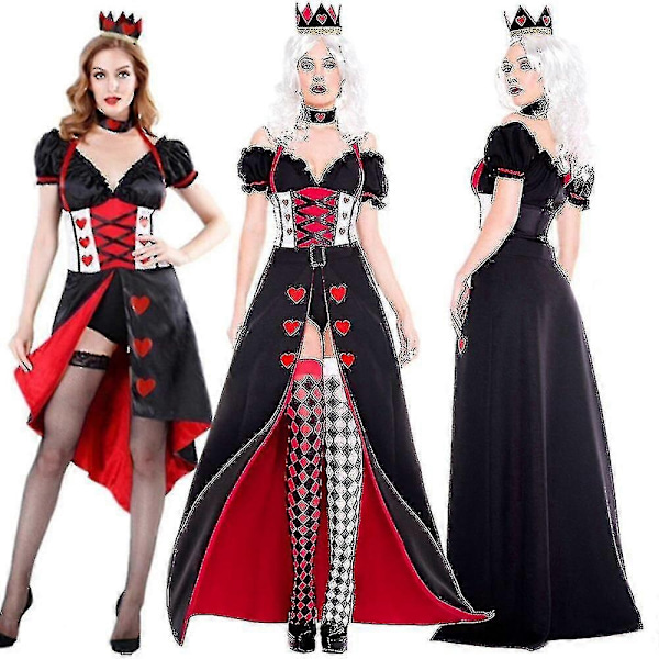 Hjärter Dam Alice i Underlandet Kostym Poker Drottning Halloween Maskerad Kostymklänning - Xin Style 3 XL