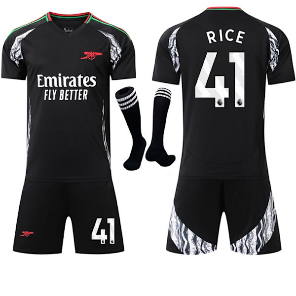 2024-2025 Arsenal udebanetrøje til børn og voksne, sort fodboldtrøjesæt med strømper i størrelse 41 RICE-Xin No.41 RICE XXL