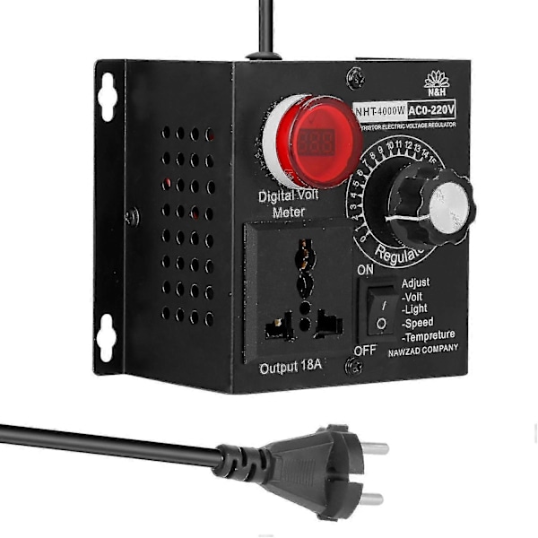 AC 220v 4000w Kompakt Variabel Spændingsregulator Bærbar Hastighed Temperatur Lys Spænding - Xin EU Plug