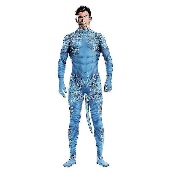 Film Avatar 2 Jake Sully Cosplay Jumpsuit med Svans Fest 3D Avatar Vattnets Väg Kostym Halloween Zenti Party Bodysuit-Xin B273-1027 M