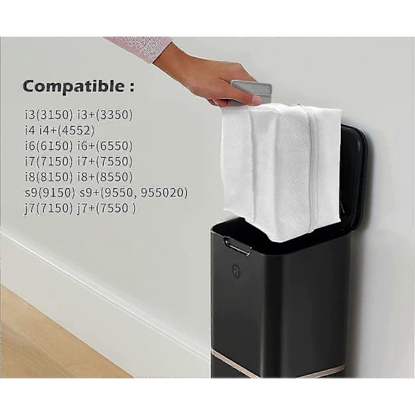 2-pack återanvändbara dammpåsar med dragkedja för iRobot Roomba i1 i3 i4 i6 i7 j7 i8 + Plus-Xin