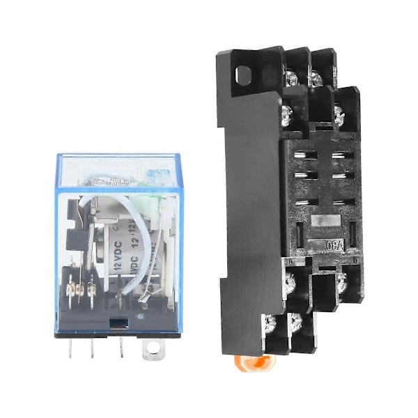 Amico 12V DC Spole Strömrelä DPDT LY2NJ HH62P-L JQX-13F 10A med PTF08A Sockelbas-xindaren