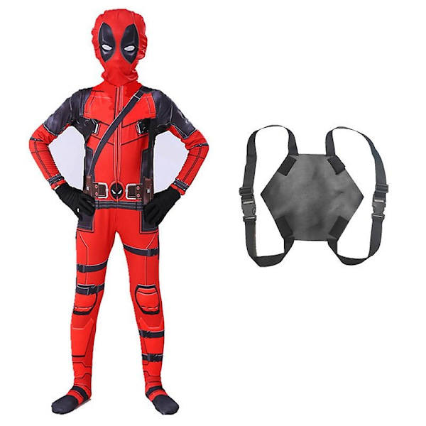 Superhjälte Deadpool Kostym Pojkar Rollspel Jumpsuit Halloween Karaktärsmask Trikå Barn-Xin 140