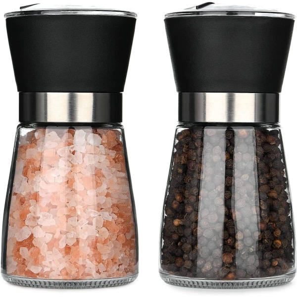 salt- och pepparkvarnar, 2-pack glaskryddkvarnar-XIN