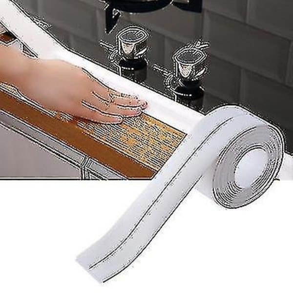 Vattentät Tätningstejp Självhäftande Mögelsäker Tätningslist Tapet Kök Golv Pvc-Xin White 3.8cm x 320cm