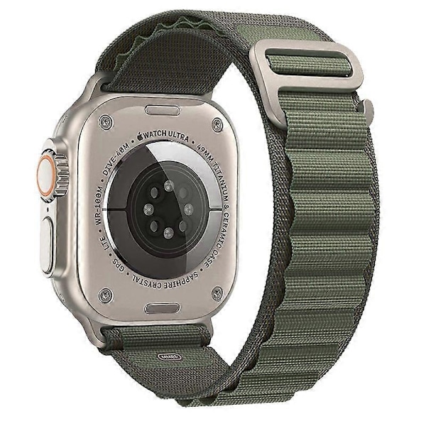 Hihna Alpine Loop Nylon -rannekorulle correa iwatch Series Ultra 8 SE 7 6 3 5 Yhteensopiva Apple Watch -hihna-Xin Green 38mm 40mm 41mm