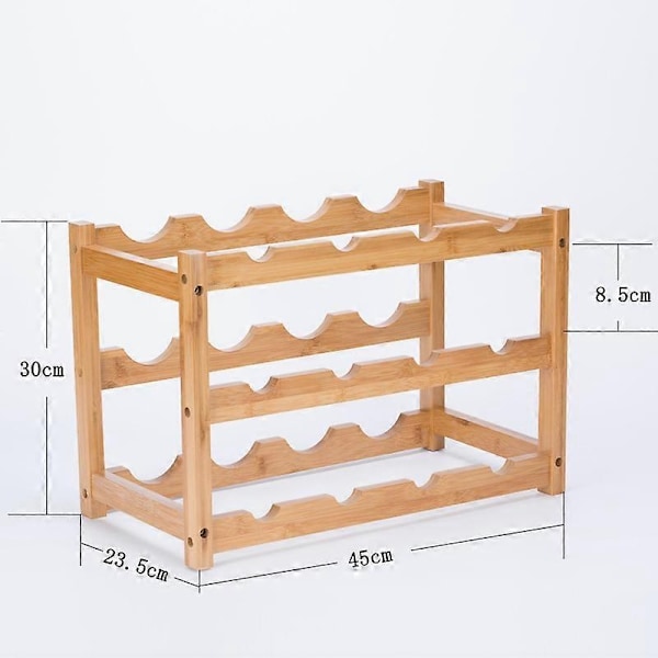 Bambusvinställ, 16 Flaskor Displayställ, 4-lagers Fristående Förvaringsställ för Kök, Pantry, Vinkällare, Bar - Xin 3-Tier