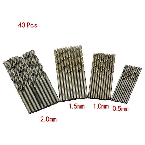 40st 0.5mm - 2.0mm raka mini borr set mini litet borr helslipat snabbstål spiralborr-Xin