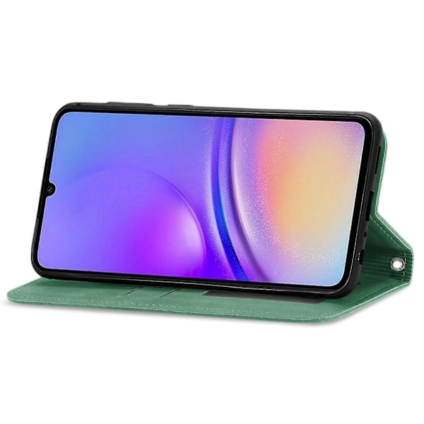 Yhteensopiva Retro-tyylinen Magneettinen Nahkainen Puhelinkotelo - xindaren Green Compatible with Samsung Galaxy A06
