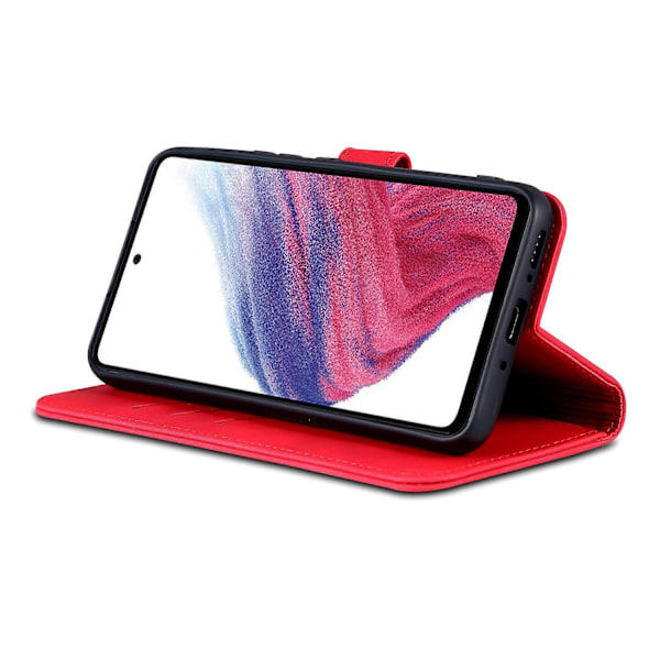 Samsung Galaxy A55 5G Nahkakotelo Lompakko Puhelimen Suojakotelo Magneettilukko - Xin Red