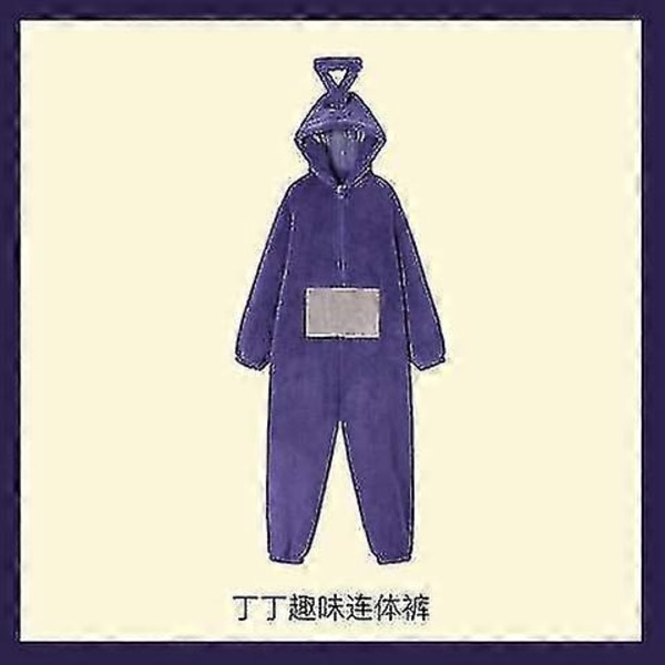 Uudet Teletubbies-asu aikuisille Lala Tinky Winky Onesies Cosplay Joulupyjamat Pyjamat Halloween Eläin Unipuku -Xin Tinky Winky Costume Adult S