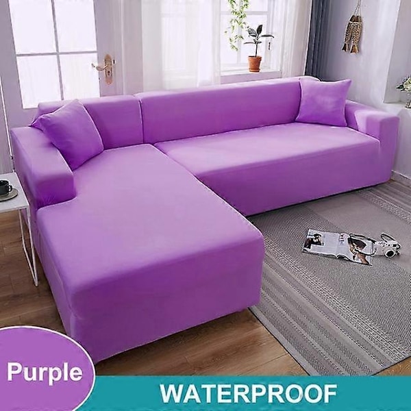 Vandtæt Sofabetræk 1/2/3/4 Personers Sofabetræk til Stue Elastisk Solidt L-formet Hjørnesofabetræk til Sofa Lænestol - Xin purple 2 Seater 145-185cm