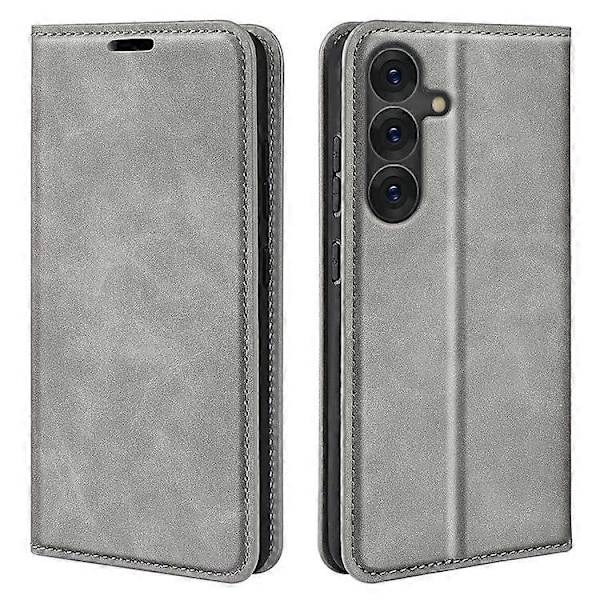 Puhelinkotelo Yhteensopiva Samsung Galaxy S25:n kanssa, Ihoa myötäilevä nahkalompakko puhelinkotelo -xindaren Grey