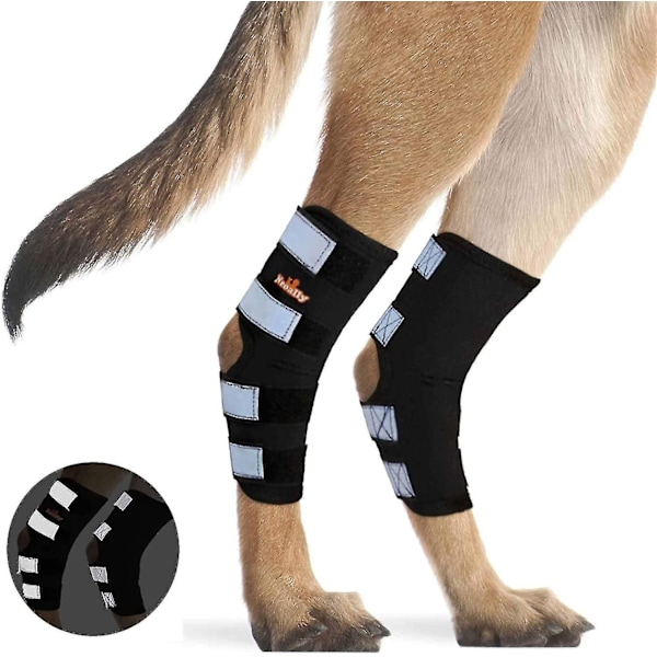 Hund Bakben Stödskena Bakre Hasledsstöd med Säkerhetsreflexband för Ledskada Vrickningsskydd 1 Par-xindaren M