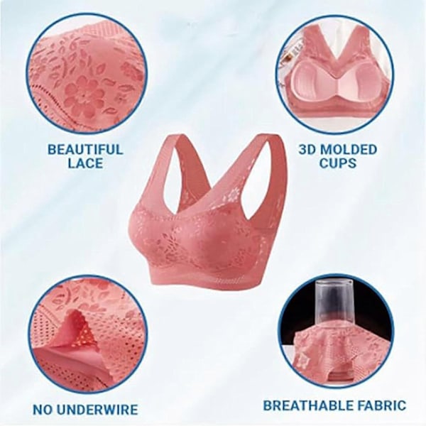 Ortopedisk BH för Kvinnor, Anti-Häng BH för Äldre Kvinnor, Hållningskorrigerande BH, Andningsbar Push up BH - Xin Watermelon Red XX-Large