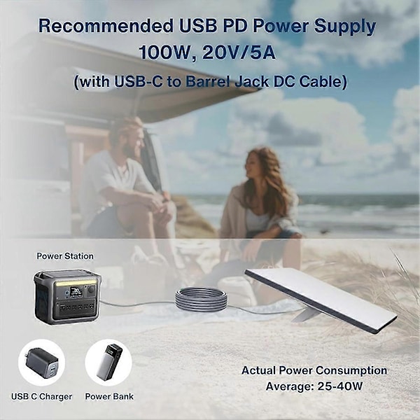 Kompatibel med Starlink Mini USB C til DC Strømkabel PD-20V Type-C Inngang til DC Hann Utgang Vanntett Erstatningskabel-xindaren 5 m