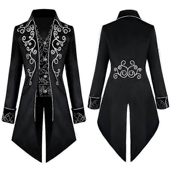 Miesten Steampunk Vintage Takki, Goottilainen Viktoriaaninen Smokkitakki - Xin BLACK S