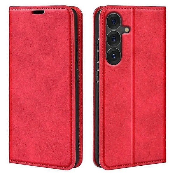 Puhelinkotelo Yhteensopiva Samsung Galaxy S25:n kanssa, Ihoa myötäilevä nahkalompakko puhelinkotelo -xindaren Red