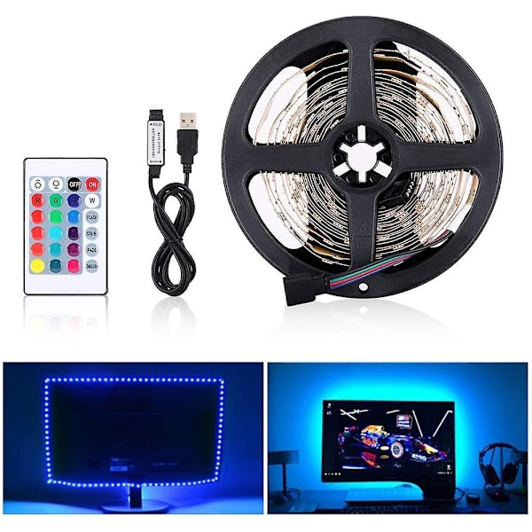 USB LED-remsa, 5050 RGB 12V DC, Dekorativ LED-remsa för inomhus (5m 150 LED) - Xin