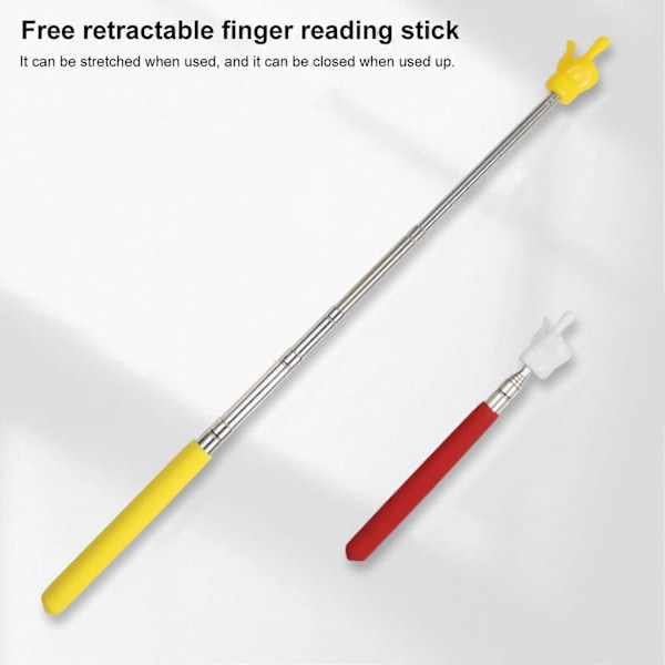 Uttrekkbar lærerpeker, farget, sklisikkert håndtak, fingerdesign, teleskopstang i rustfritt stål, multifunksjonell lang veiledningspeker for undervisning - xindaren Yellow