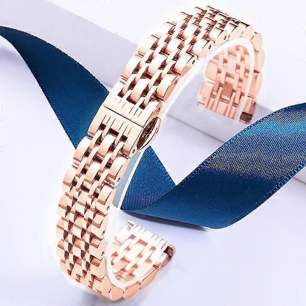 För Garmin Lily 2 Klockarmband 7 Pärlor 14mm Rostfritt Stål Ersättningsarmband-Xin Rose Gold
